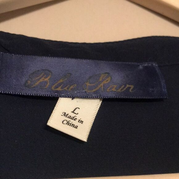 Blue Rain Semi-Sheer Navy Blue Blouse - Size Large - Picture 8 of 12